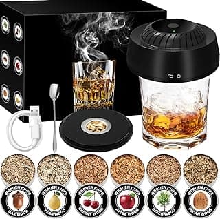 Electric Whiskey Smoker Kit with 6 Wood Chips, Electric Cocktail Smoker Kit Built-in Lighter, No Butane Needed, Gifts for Christmas, Gifts for Men, Dad, Husband