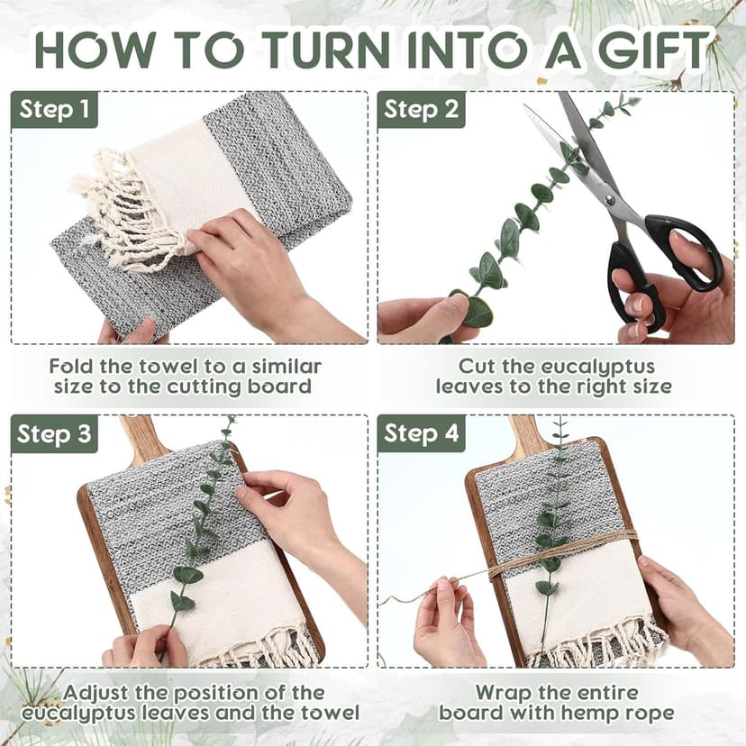 Hostess Gifts Set for Women Housewarming Gifts Include Cutting Board Cotton Turkish Hand Towel Eucalyptus Stem and Hemp Rope for Kitchen Wedding Party New Home Housewarming