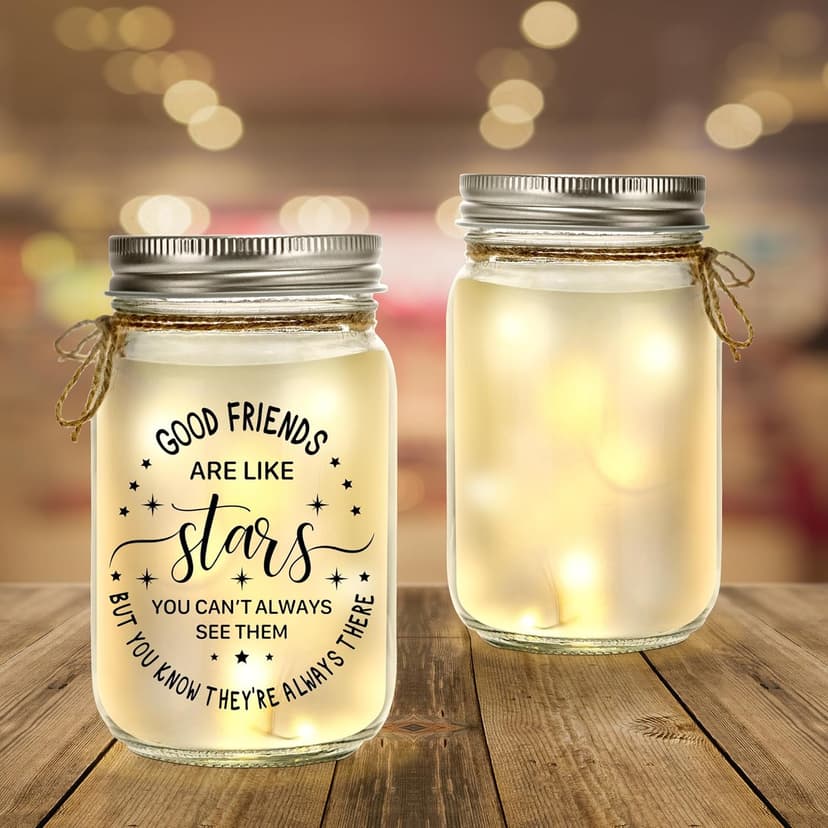 Kenon Mason Jar Night Light for Bestie, Birthday Day Gifts for Women, Home Decoration Lights, Personalized Mason Jar Mothers Day Christmas Gifts for Best Friends Sister