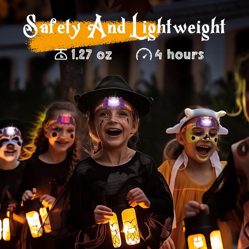 EverBrite Halloween Bat Headlamps Halloween Gifts,3 Modes Head Lamps with Warm/Red/Strobe Lights, Headlights for Halloween Party and Decorations 2 Pack