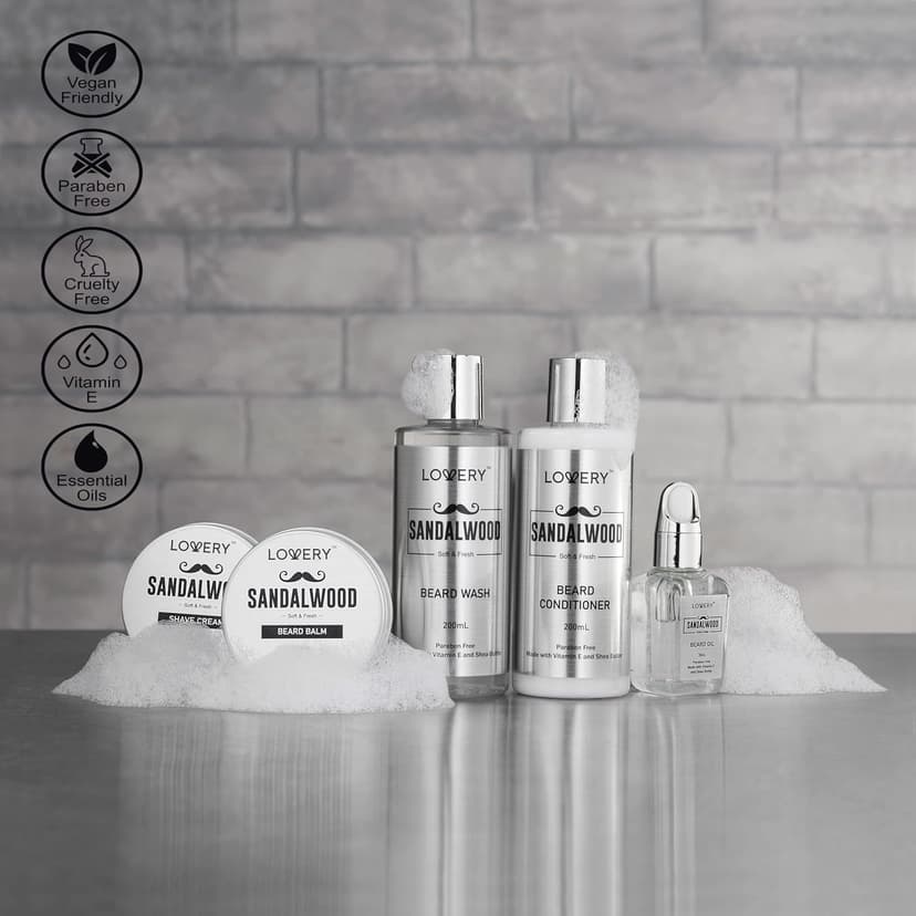 Mens Gifts, Sandalwood Beard Grooming Kit, Mens Grooming Kit for Boyfriend Dad, Him, 11pc Beard Straightener for Men Beard Care, Beard Growth and Trimming Gift, Beard Wash Growth Oil & More