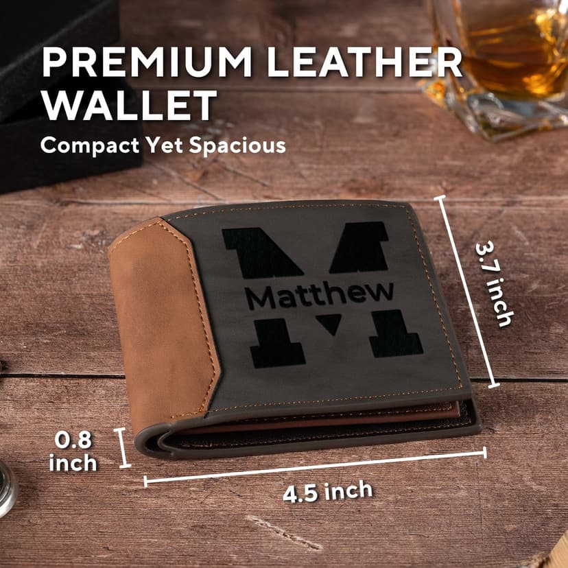 GIFTS TO ENGRAVE Personalized Gifts for Men – Custom Wallets for Men with Name Engraving | Personalized Wallet for Men – Great Fathers Day Wallet Gift for Husband, Dad, or Boyfriend