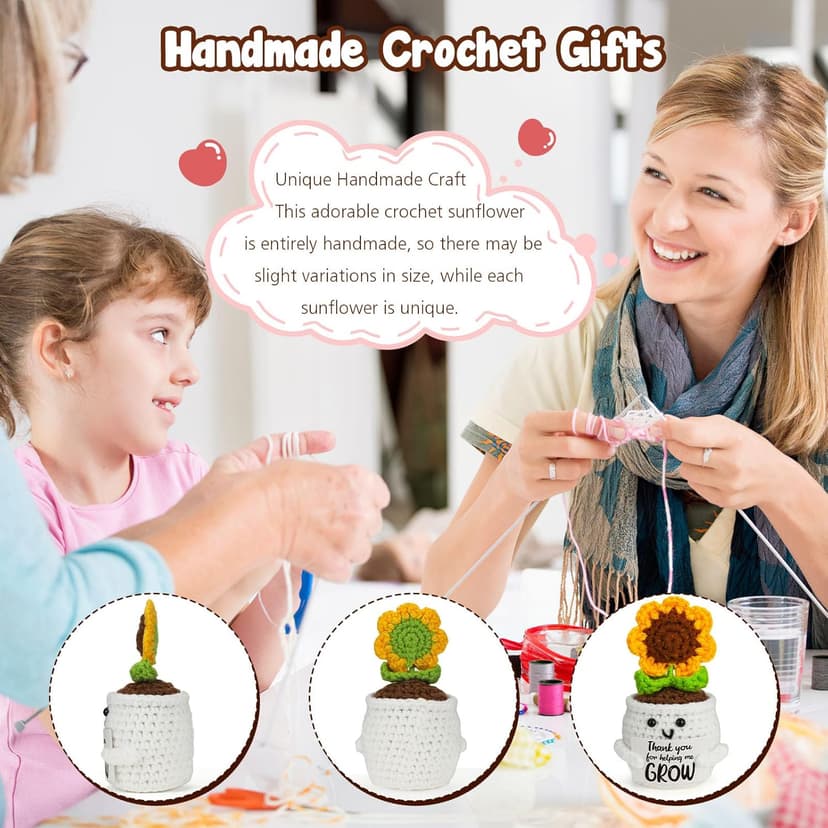 MBL Sunflower Christmas for Women Teacher - Thank You Appreciation Emotional Inspirational Support Crochet Sunflowers Gifts for Men Coworker Boss Lady Friend Thanksgiving Retirement Stocking Stuffers