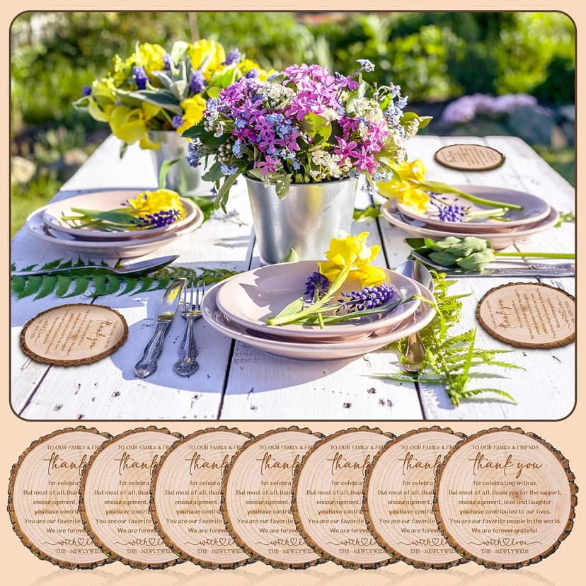 Hushee 200 Pcs Wedding Favors for Guests Cork Coasters Bulk Thank You for Celebrating with Us Party Decoration Wood Coaster Rustic Wedding Gift Bridal Shower Party Favors(Tree Bark)