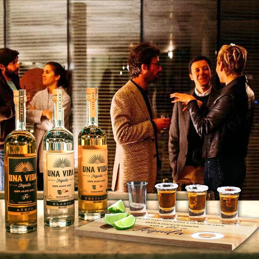 Tequila Shot Board Shot Glasses Serving Tray with Salt Rim Funny Shot Glasses Holder,Tequila Gifts for Housewarming,Liquor, Parties,Bar,Restaurant