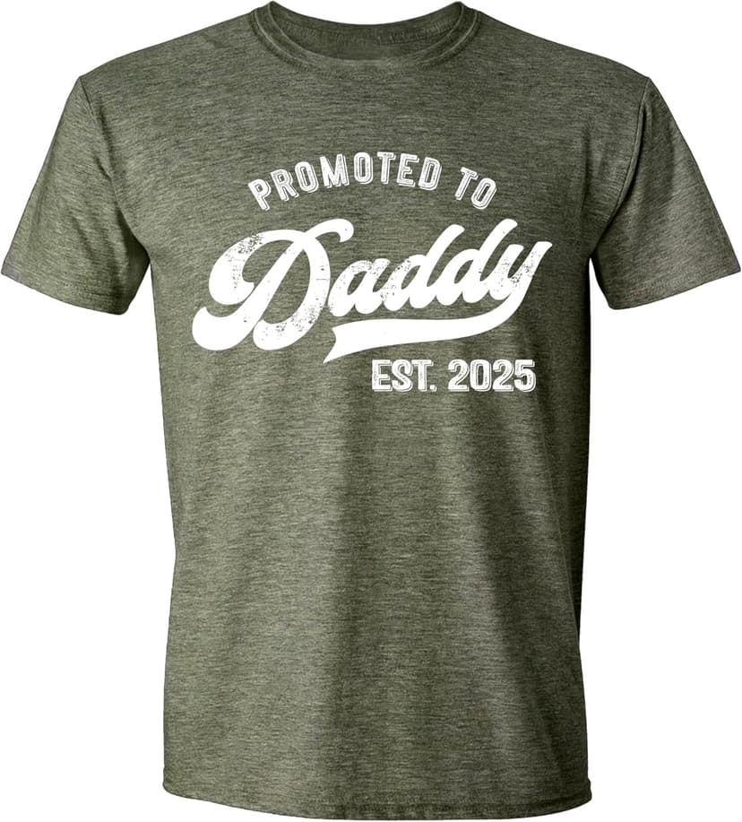Promoted to Daddy 2025 T-Shirt Funny Humor New Dad Baby Family First Time Fathers Day Shirt