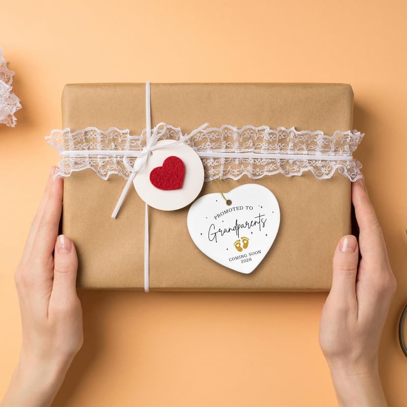 Grandparents Gifts - First Time Grandparents Gifts for Grandma, Grandpa - Baby Pregnancy Announcement Ornament for New Grandma - Grandpa to Be Ornaments 2026 - Ceramic Hanging Ornament