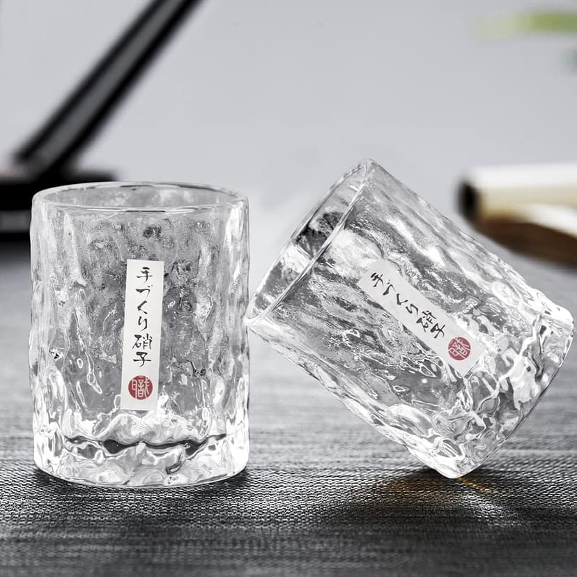BXT Japanese Whiskey Glass - Handmade Old Fashioned Tumbler | Crystal Hammer Figure Finish | Thickened Drinking Cup for Whiskey Beer Brandy Cocktail Scotch for Men Dad Daddy Fathers Day