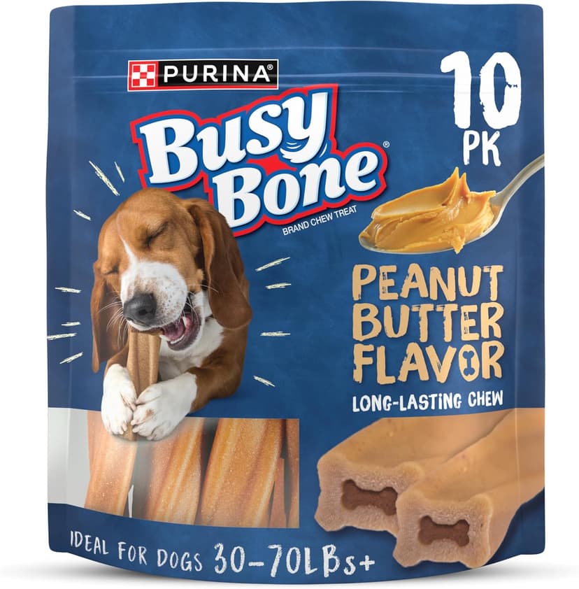 Purina Busy Bone Adult Dog Chew Bone Treats, Peanut Butter - 10 ct. Pouch