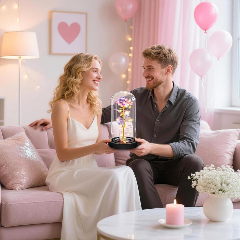 Childom Birthday Gifts for Women,Flowers for Delivery Prime,Colorful Rainbow Light Up Rose in A Glass Dome,Christmas Rose Gifts for Her Mom Women Wife Girl Grandma on Christmas Anniversary Valentines