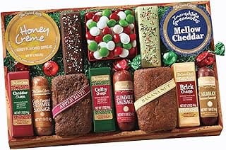 The Swiss Colony Lucky 13 Feast – Holiday Food Gift with Summer Sausages, Cheese Bars, Breads, Mini Tortes & Candies – Gift Basket for Adults, Women, Men – Candy Gift, Meats and Cheeses