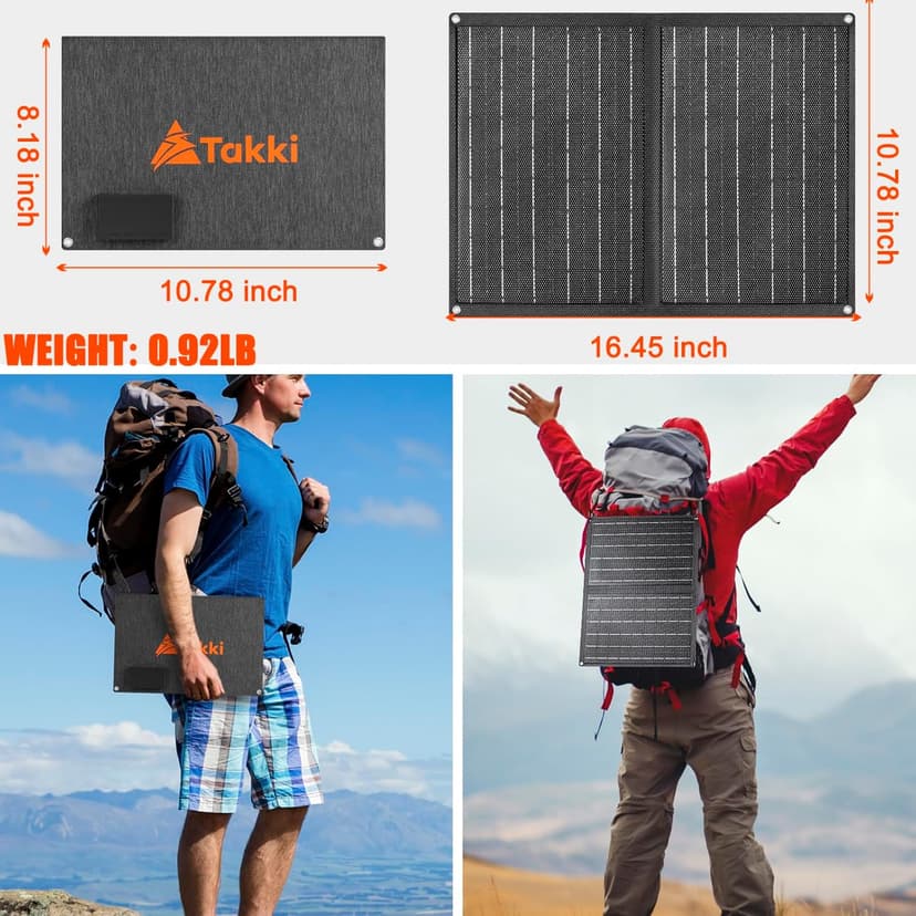 Takki 120W Peak Solar Generator Portable Power Station with 21W Panels, 88Wh Solar Charger Power Bank AC DC USB Ports for Camping Tent Laptop Outdoor Emergency