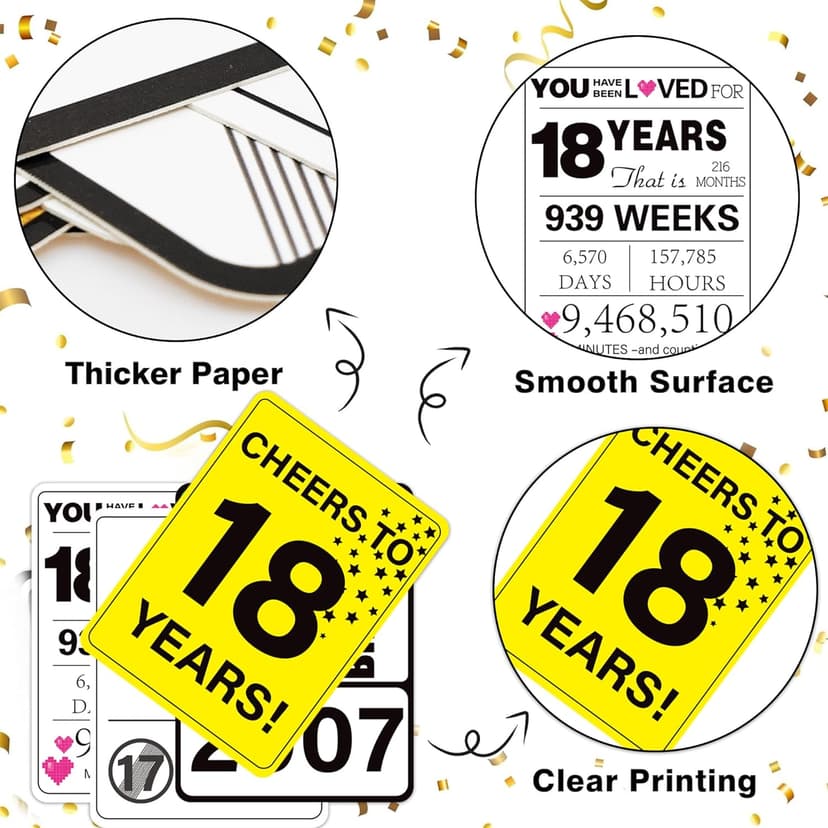 18th Birthday Party Decorations, 9PCS Funny Wall Signs and Tags for Teen 18th Birthday Celebration Table Centerpieces and Caution Signs for Doors Windows Yard and Garden