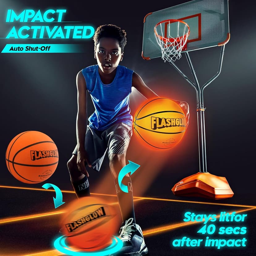 Light Up LED Basketball for Teen Boys: Cool Nighttime Ball Game Gifts for Birthday Christmas Easter – Size 7 Outdoor Rubber Ball for Boys Girls 8-15+ Year Old