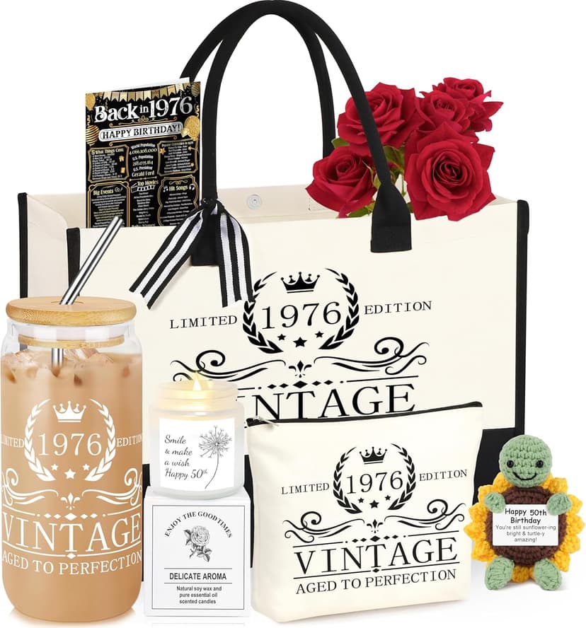 40th 50th 60th Birthday Gifts for Women Tote Bag Birthday Gifts Set for Mom Wife Sister Grandma Birthday Gifts for Her