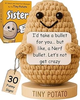 Funny Sister Gifts - Handmade Crochet Potato Doll with 30 Signs | Cute Sisters Presents Ideas for Christmas, Unique Birthday Gift for Sister from Sisters, Brother, Step Bonus Sis