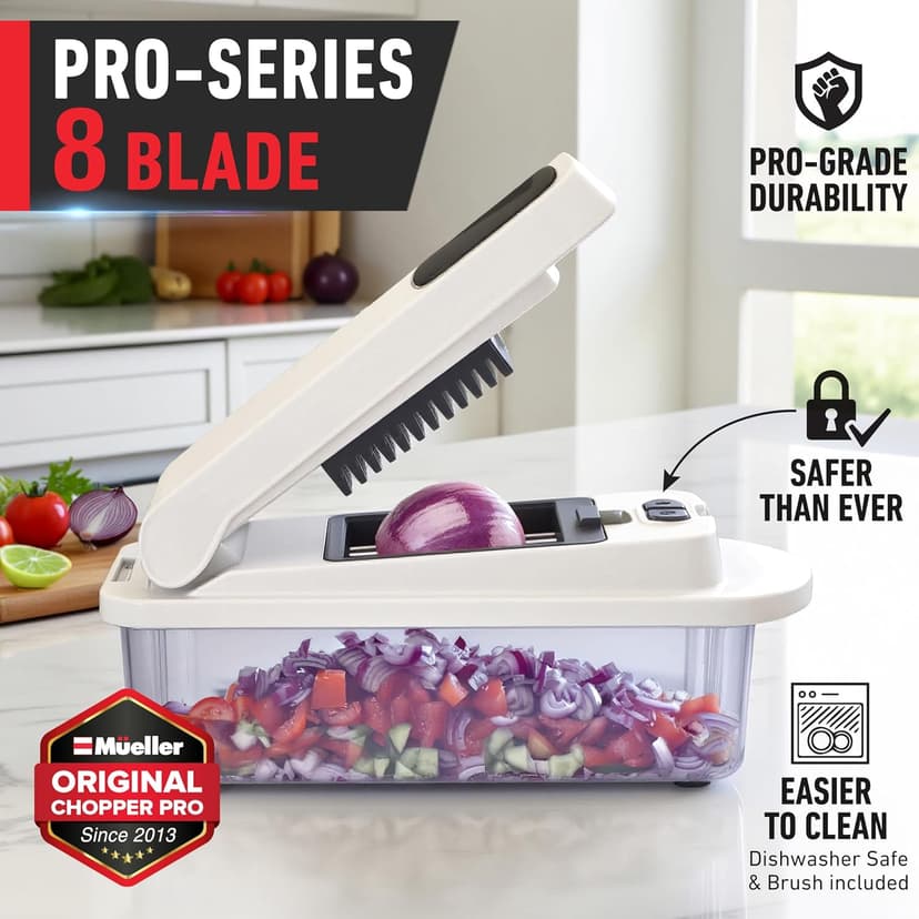 Mueller Pro-Series 10-in-1, 8 Blade Vegetable Chopper, Mandoline Slicer, Food Chopper with Container, Fruit Slicer, Kitchen Gadgets & Accessories, Home Essentials