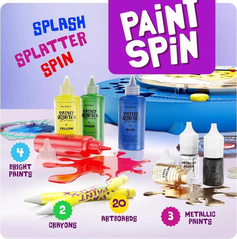 Dan&Darci Paint Spin Art Machine Kit for Kids - Arts & Crafts for Boys & Girls Ages - Art Craft Set Gifts for 6-9 Year Old Boy, Girl - Painting Spinner Toys - Birthday Gift Ideas for Ages 6-12 Years