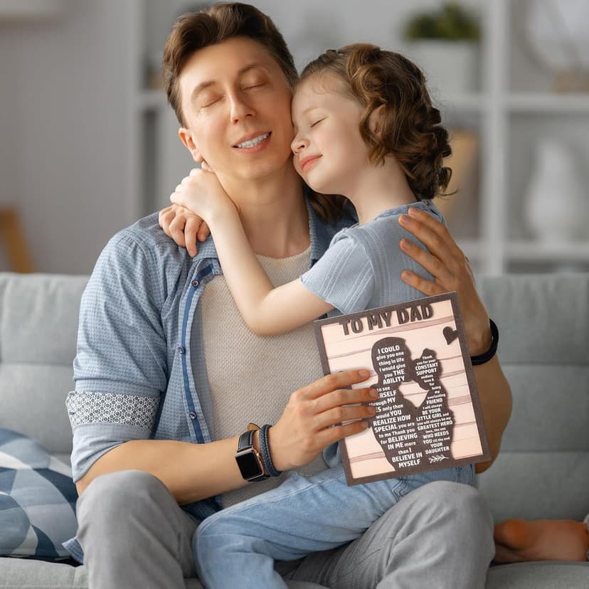 Gifts for Dad from Daughter, Best Dad Ever Gifts, Father s Day Gifts for Dad from Daughter, Daddy Gift Ideas, Dad Christmas Gifts Birthday Gifts, Dad and Daughter Gifts Wooden Silhouette Sign Plaque