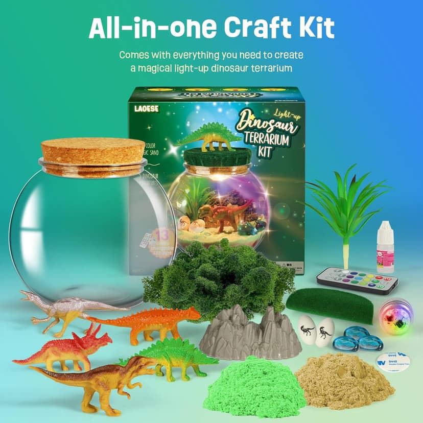 Dinosaur Toys for Kids - Dinosaurs Terrarium Kit for Kids - Birthday Gifts for Boy Ages 4 5 6 7 8-12 Year Old - DIY Dino Toys for Boys - Arts and Crafts Kit for Kid