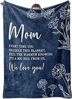 Mom Birthday Gifts, Gifts for Mom Blanket, to My Mother Birthday Gift from Daughter Son, Present for Moms for Christmas 60" x 50", Blue