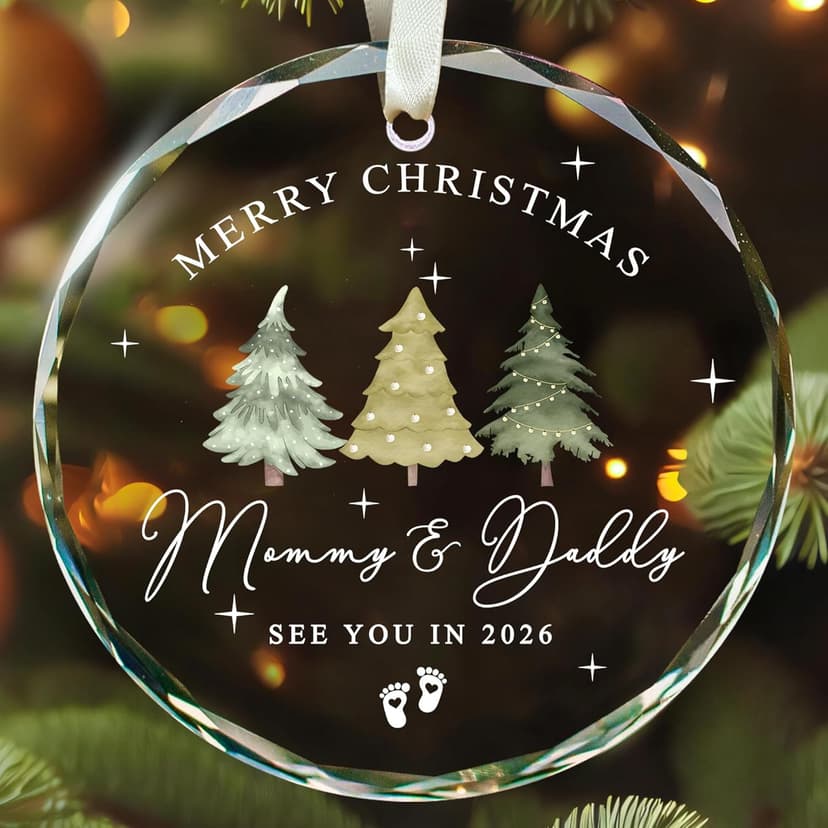 Gifts for New Parents - Expecting Parents to Be Unique Gifts - Baby Pregnancy Announcement Gift Ideas for Husband, Family - Glass Christmas Pregnancy Announcement Ornament 2026