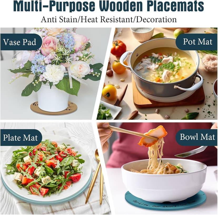 Queekay 6 Pcs Artisanal Wooden Coasters Trivets Set for Hot Pots and Pans Christmas Housewarming Gifts New Home 7" Farmhouse Pot Holder Trivets for New Apartment Home Buyers Presents(Ocean)