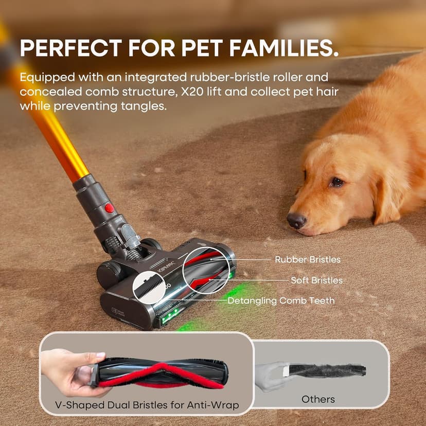KIPMAX Cordless Vacuum Cleaner, 50KPa 550W Stick Vacuum for Home, 70Mins Anti-Tangled Vacuum Cleaner for Pet Hair/Carpet/Floor, Self-Standing Vacuum with Rechargeable Battery, LED Display&Aromatherapy