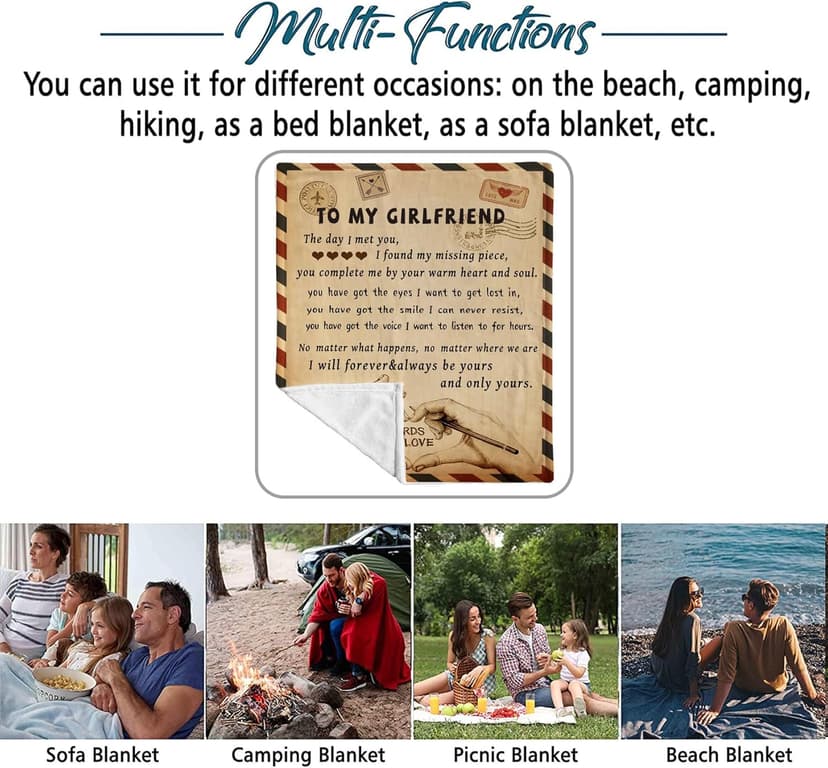 Gifts for Girlfriend to My Girlfriend Blanket Romantic Gifts for Her I Love You Throw Blankets Birthday Anniversary Blankets for Bed Sofa 50"x60"