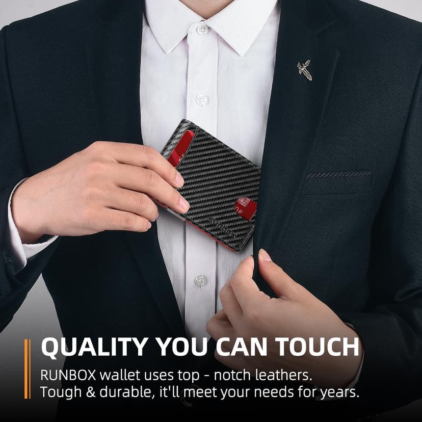 RUNBOX Money Clip Slim Wallets for Men RFID Blocking 11 Card Holder Minimalist Small Leather Bifold Men's Front Pocket Wallet Gift Box