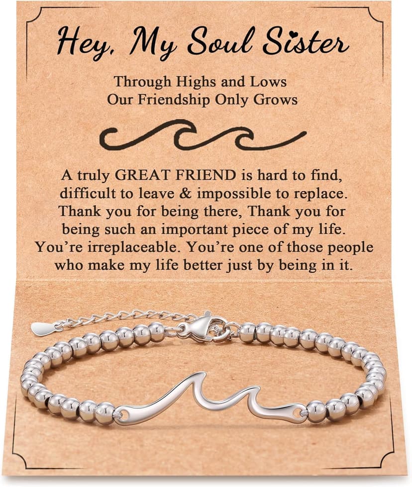 Tarsus Gift for Friends, The Waves of Life We've Through Together, Woman Friendship Gifts Idea, Wave Bracelet for Best Friend Bestie Soul Sister Birthday Gifts For Her