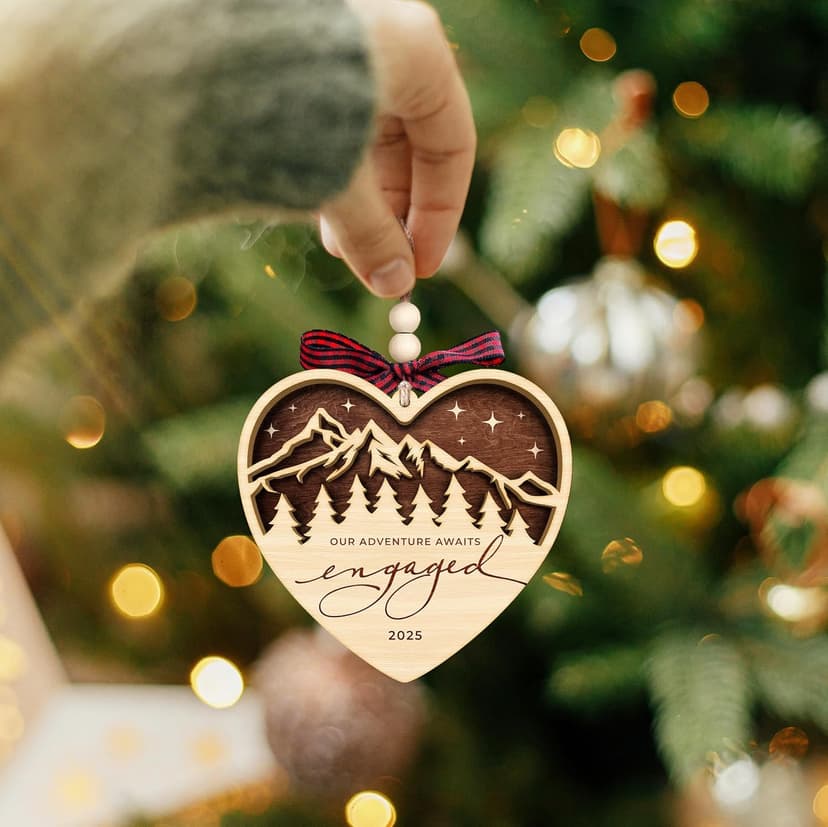 Engagement Gifts for Couples - Gifts for Newly Engaged Couples - Engagement Gift for Her, Bride to Be, Couple - Just Engaged Gift for Friends, Women, Fiance - Wood Christmas Ornament 2025