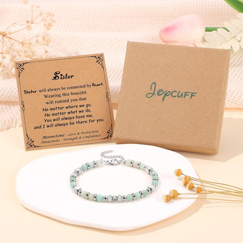 𝗚𝗶𝗳𝘁𝘀 𝗳𝗼𝗿 𝗪𝗼𝗺𝗲𝗻 𝗠𝗼𝗼𝗻𝘀𝘁𝗼𝗻𝗲 𝗕𝗿𝗮𝗰𝗲𝗹𝗲𝘁 Amazonite Colorful Imperial Jasper Stainless Steel Beads Bracelets, Graduation Mothers Day Christmas Birthday Gifts for Her Women