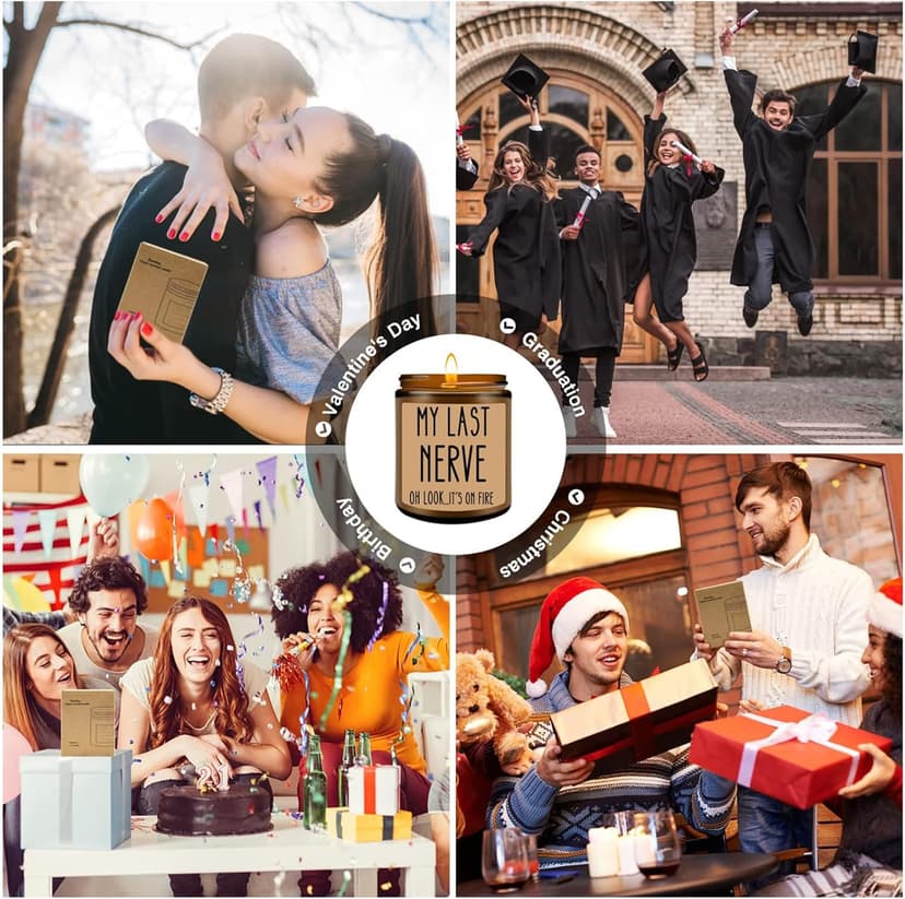 Homsolver Birthday Gifts for Women, Funny Friendship Gift for Best Friend - My Last Nerve Lavender Candle - Unique Birthday Gifts for Women, Her, Mom, BFF, Sister