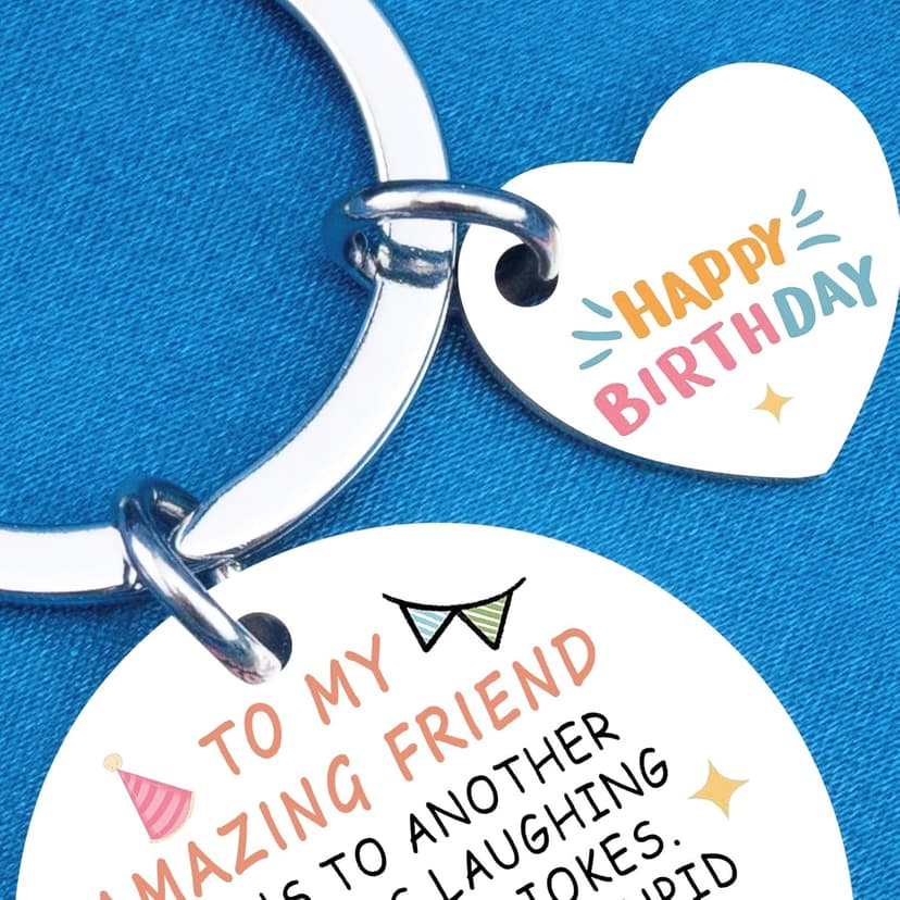 Best Friend Birthday Gifts for Women Girls Happy Birthday Bestie Gift Funny Friendship Gifts for BFF Coworker Classmate To My Amazing Friend Keychain