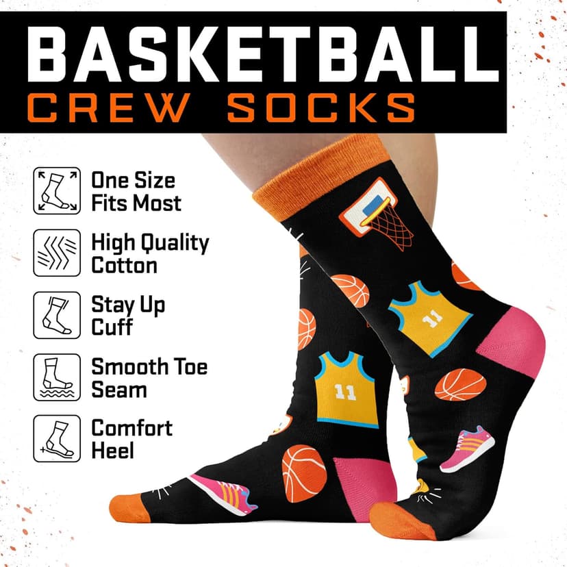Basketball Socks for Men, Women & Youth – Funny Basketball Gifts, Stocking Stuffers, Novelty Socks for Players, Coaches, Boys & Girls, and Cool Sport Accessories for Christmas