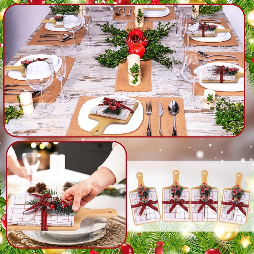 Amyhill 8 Set Christmas Kitchen Gifts Christmas Cutting Board Set with Red Berry Tea Towels Xmas Charcuterie Boards Cooking Housewarming Neighbor Gifts for Kitchen Holiday Party Decor