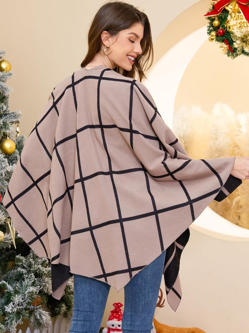 Moss Rose Women's Shawl Wrap Poncho Ruana Cape Open Front Cardigan Shawls for Fall Winter