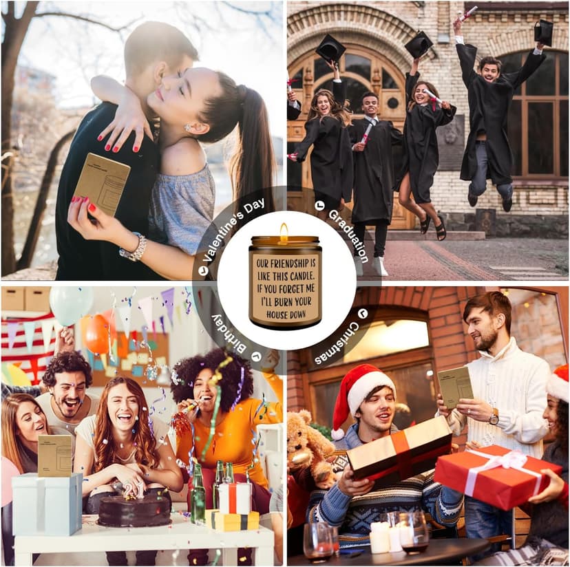 Homsolver Friends Birthday Christmas Gifts for Women, Friend Funny Scented Soy Candles Gift, Our Friendship Candle Premium Lavender Scent