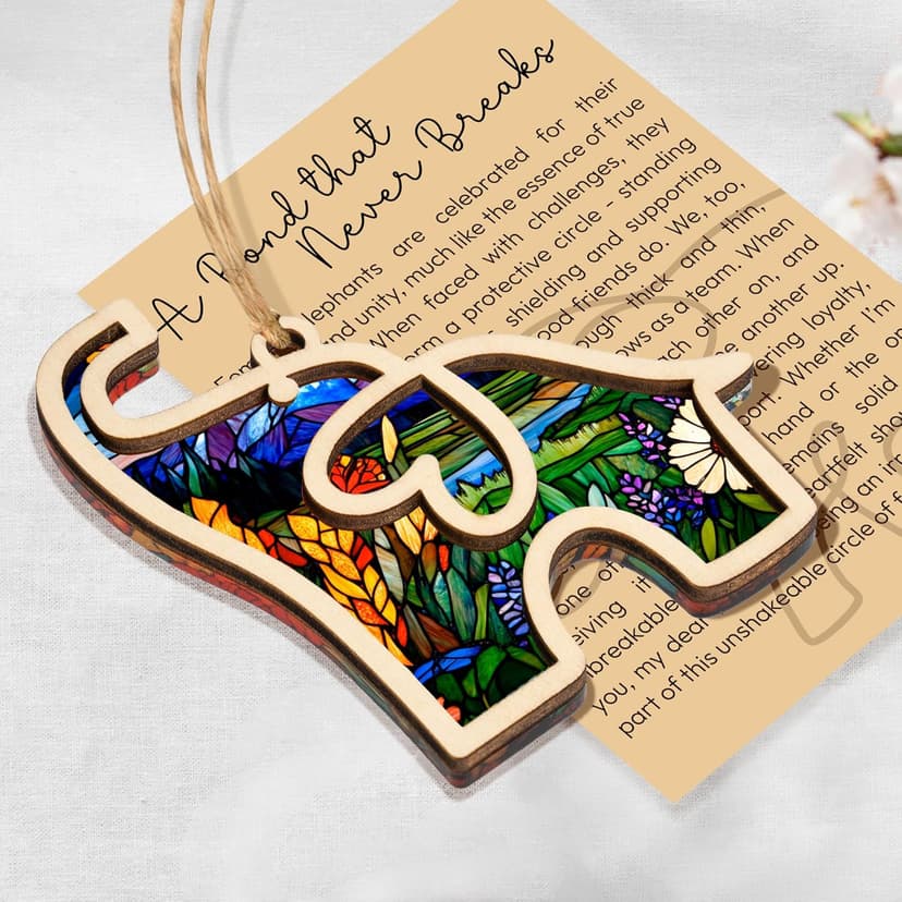 Gifts for Women, Friendship Elephant Ornament with Story Card, Friendship Birthday Gifts for Women, Birthday Presents for Best Friends Sisters Special Bond Decor, Suncatcher