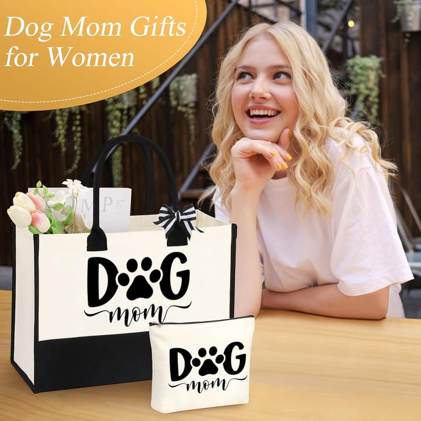 JoycuFF Dog Mom Gifts for Women, Mothers Day Birthday Christmas Gifts for Dog Mom Best Friend Sister Daughter Women Tote Bag