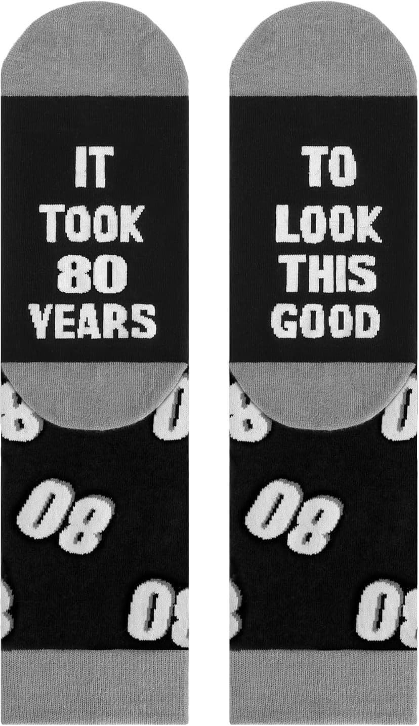40th 50th 60th Birthday Gifts for him，Men 40th 50th 60th Birthday Decorations, Funny Black Crew Cotton Socks