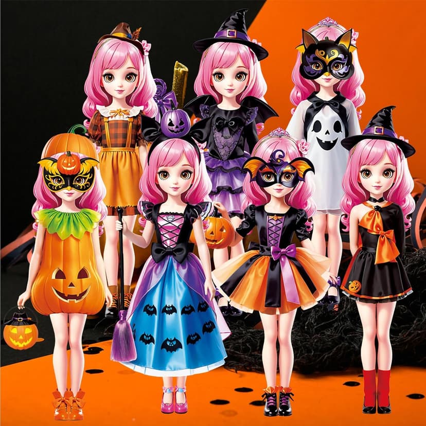 Halloween Magnetic Dress Up Dolls for Kids, Spooky Witch & Pumpkin Fairy Costume Dress Up Set with 3D Haunted House Scene, Travel Activity Toy Gift for Toddler Girls & Boys Ages 3 4 5 6 7