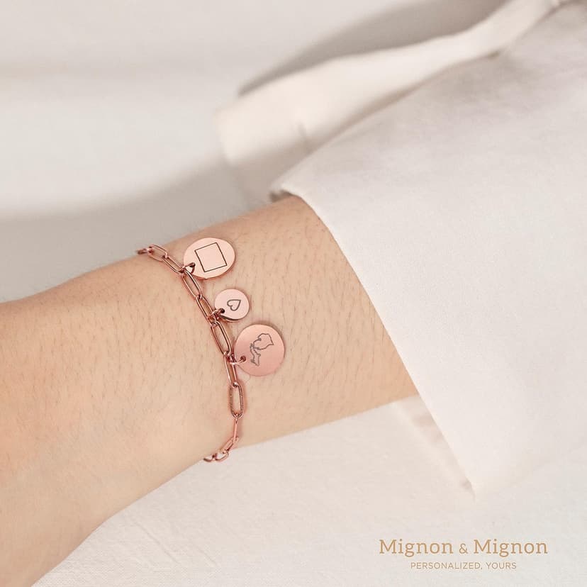 Long Distance Friendship Bracelet with State Engraved Charm, Custom Handmade Mom Jewelry for Best Friend, Birthday Gifts for Her – P-CBR-LDS