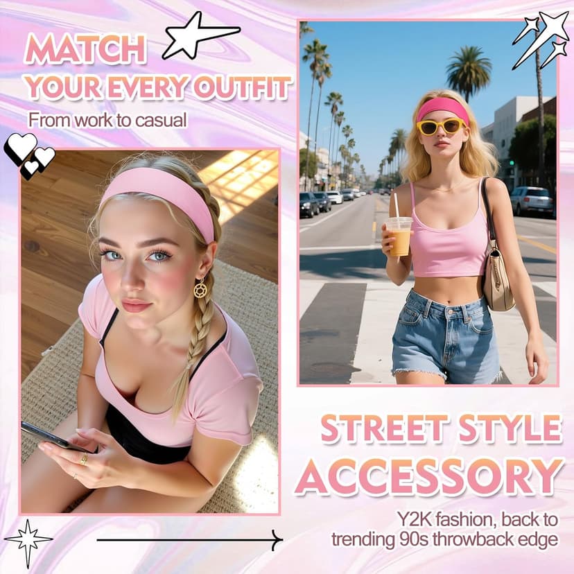 8 Pcs Headbands for Women Girls: Stocking Stuffers Gift for Her Fashion Neon Hair Accessories Head Bands for Women Stretchy Soft hairband Valentines Day Gf Christmas Gifts Easter Basket Stuffers