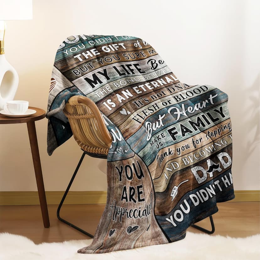Bonus Dad Gifts - Step Dad Birthday Gifts from Daughter, Son - Stepdad Birthday Gifts - Stepped Up Dads Gift - Bonus Dads Throw Blanket 60" x 50"