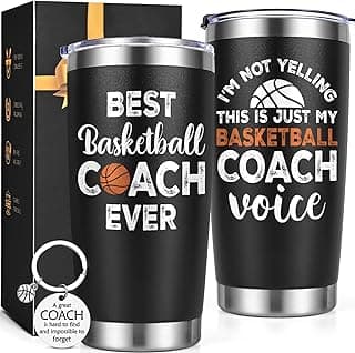Lifecapido Basketball Coach Gifts, 20oz Coach Insulated Tumbler with Key Chain, Basketball Coach Appreciation Gifts for Men, Black