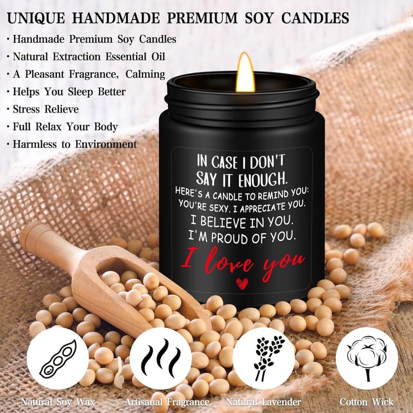 Homsolver Anniversary Wedding Birthday Gifts for Him Boyfriend Husband, Unique Romantic Gift for Him Lavender Candle, Funny Romantic Anniversary Birthday Gifts for Him,Boyfriend, Husband