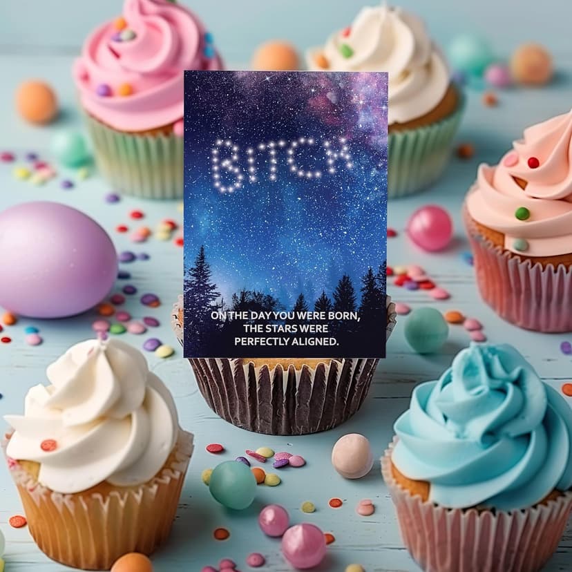 Gelid On The Day You Were Born, The Stars Were Perfectly Aligned - Funny Happy Birthday Cards for Women Her Sister - Humorous Thinking of You Gift Idea Best Friend - Bday Card for Bestie Girlfriend