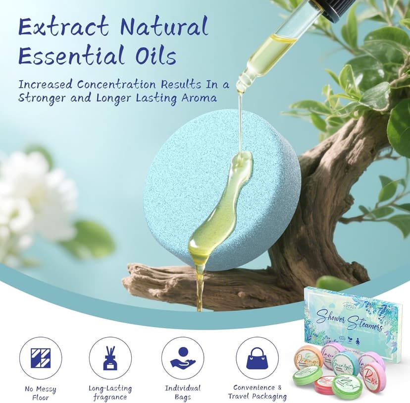 Shower Steamers Aromatherapy 8 Pack - Gifts for Women, Shower Bombs with Essential Oils, Self Care and Stress Relief Stocking Stuffers, Relaxation Birthday Gifts for Women and Men